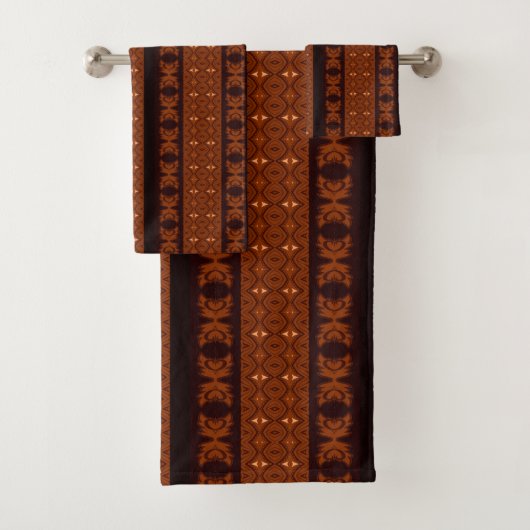 Tribal Brown & Black Pattern Badhandtuch Set (Insitu)