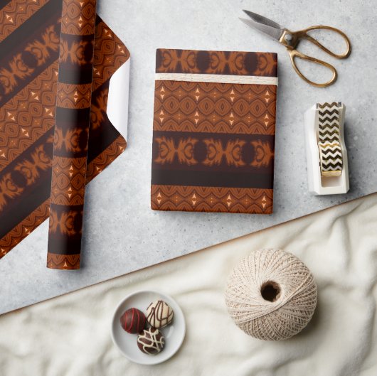 Tribal Brown & Black Pattern Geschenkpapier (Kunsthandwerk)