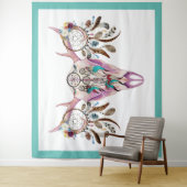 Tribal Bull Schädel & bunte Federn Träumer Wandteppich (Beispiel)