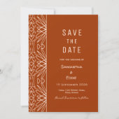 Tribal Burnt Orange Save the Date Einladung (Vorderseite)