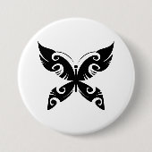 Tribal Butterfly Tattoo Bold Black Ink Style Button (Vorderseite)