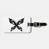 Tribal Butterfly Tattoo Bold Black Ink Style Gepäckanhänger (Vorderseite horizontal)