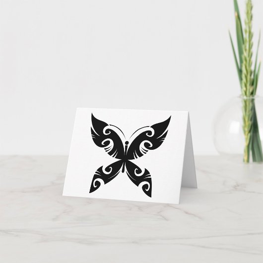 Tribal Butterfly Tattoo Bold Black Ink Style Karte