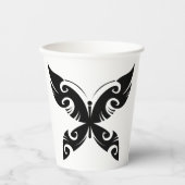 Tribal Butterfly Tattoo Bold Black Ink Style Pappbecher (Vorderseite)