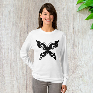 Tribal Butterfly Tattoo Bold Black Ink Style T-Shirt