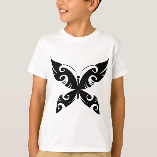 Tribal Butterfly Tattoo Bold Black Ink Style T-Shirt (Vorderseite)