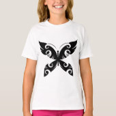 Tribal Butterfly Tattoo Bold Black Ink Style T-Shirt (Vorderseite)