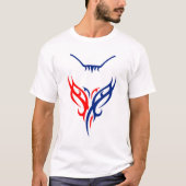 Tribal Cat Design - Red and Blue Abstract T-Shirt (Vorderseite)