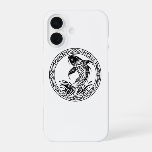 Tribal Celtic Koi Fish Wisdom Symbol iPhone 16 Hülle (Rückseite)