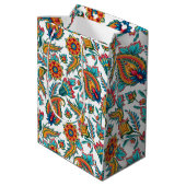 Tribal Colorful Watercolor Paisley Pattern Mittlere Geschenktüte (Rückseite Schrägansicht)