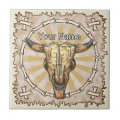 Tribal Cow Skull Fliese (Vorderseite)