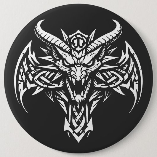 Tribal-Dämonenkopf-Grafik von BurnsInHell Button (Vorderseite)
