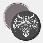 Tribal-Dämonenkopf-Grafik von BurnsInHell Magnet (Vorderseite/Rückseite)