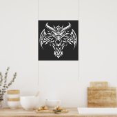 Tribal-Dämonenkopf-Grafik von BurnsInHell Poster (Küche)