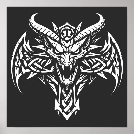 Tribal-Dämonenkopf-Grafik von BurnsInHell Poster (Vorne)