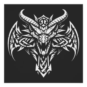 Tribal-Dämonenkopf-Grafik von BurnsInHell Poster