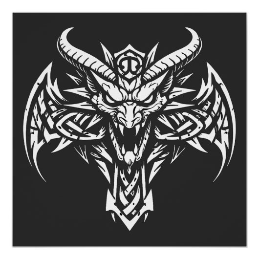 Tribal-Dämonenkopf-Grafik von BurnsInHell Poster (Vorderseite)
