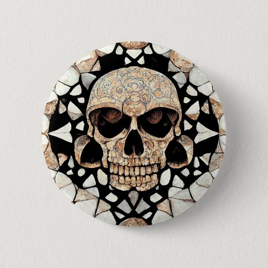 Tribal Decorative Ornament | Mayan Skull Art Button (Vorderseite)