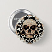 Tribal Decorative Ornament | Mayan Skull Art Button (Vorne & Hinten)