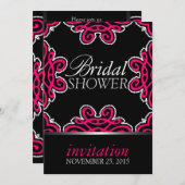 Tribal Dekoration Hot Pink & Black Brautparty Part Einladung (Vorne/Hinten)