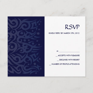 TRIBAL DESIGN Bar Bat Mitzvah Reply Card Blue RSVP Karte