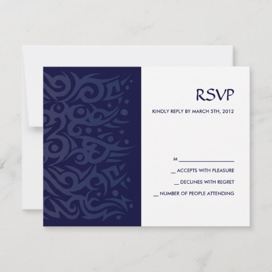 TRIBAL DESIGN Bar Bat Mitzvah Reply Card Blue RSVP Karte (Vorderseite)