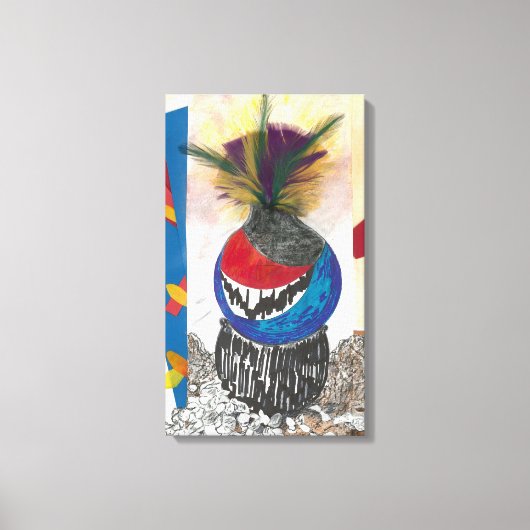 "Tribal Design Blue" Fine Art Canvas Print Leinwanddruck (Vorderseite)