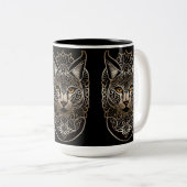 Tribal Design Gold Lynx Zweifarbige Tasse (VorderseiteRechts)