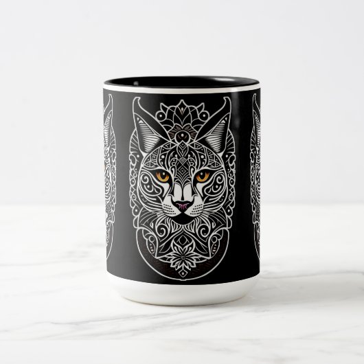 Tribal Design Lynx Zweifarbige Tasse (Mittel)