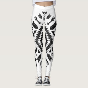 Tribal Design: Schwarz-Weiß Handgezeichnet Leggings