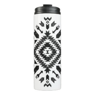 Tribal Design: Schwarz-Weiß Handgezeichnet Thermosbecher