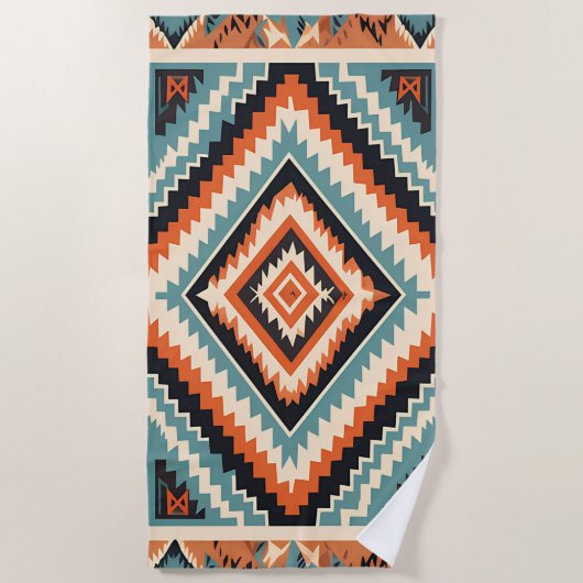 Tribal Design Zigzag Linien Muster Rec Clipart Strandtuch (Vorderseite)