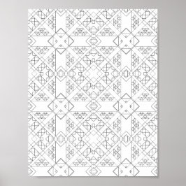 Tribal-Diamant-Gitternetz-Färbeseite Musterdesign Poster