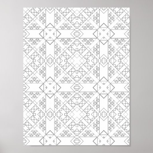 Tribal-Diamant-Gitternetz-Färbeseite Musterdesign Poster (Vorne)