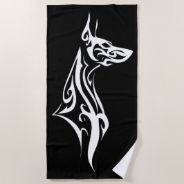 Tribal-Dobermann-Silhouette Minimal Design Strandtuch