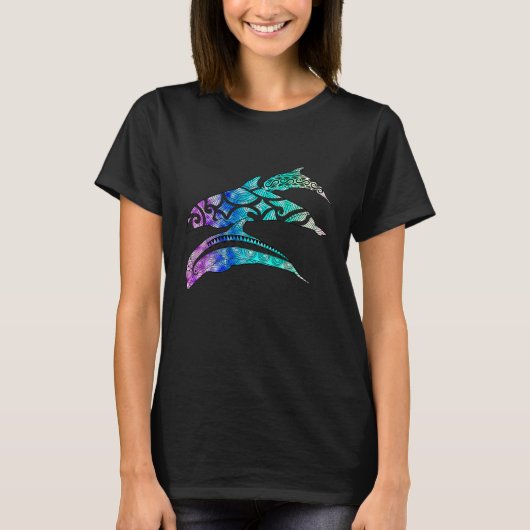 Tribal Dolphin Pod Ocean T-Shirt (Vorderseite)