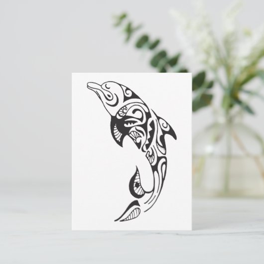 Tribal Dolphin Postkarte (Stehend Vorderseite)
