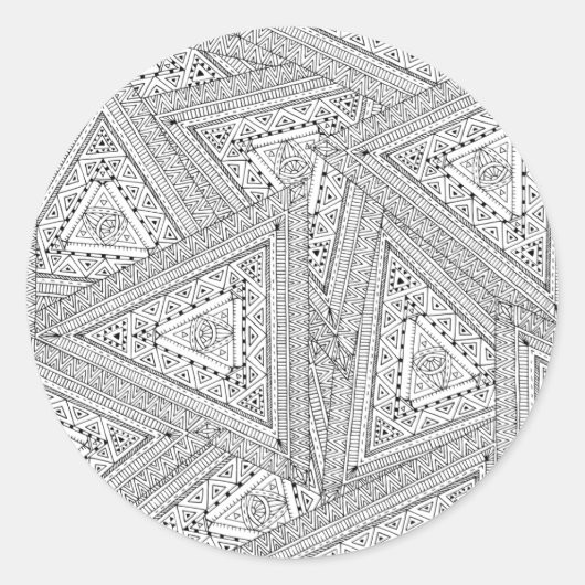 Tribal Doodle 2 Runder Aufkleber (Vorderseite)