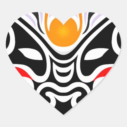 Tribal Dragon Mask Herz-Aufkleber (Vorderseite)