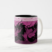 Tribal Dragon Tattoo in Schwarz und Rosa Design Zweifarbige Tasse (VorderseiteRechts)