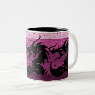 Tribal Dragon Tattoo in Schwarz und Rosa Design Zweifarbige Tasse