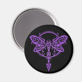 Tribal-Dragonfly, Lila und schwarz Magnet (Vorderseite/Rückseite)