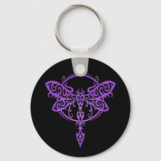 Tribal-Dragonfly, Lila und schwarz Schlüsselanhänger
