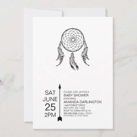 Tribal Dreamcatcher Baby Showeinladungen Einladung (Vorderseite)