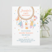 Tribal Dreamcatcher Boho Baby 1. Geburtstag Einladung (Stehend Vorderseite)