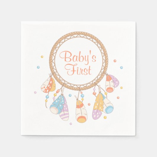 Tribal Dreamcatcher Boho Baby 1. Geburtstag Serviette (Vorderseite)