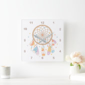 Tribal Dreamcatcher Boho Baby Kinderzimmer 2 Quadratische Wanduhr (Zuhause)