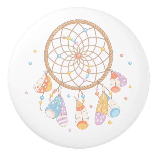 Tribal Dreamcatcher Boho Baby Kinderzimmer Keramikknauf (Vorderseite)