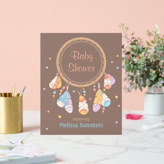 Tribal Dreamcatcher Boho Baby Showbraun Acrylschild (Hochzeit)