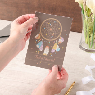 Tribal Dreamcatcher Boho Baby Showbraun Beilage Pergament Einladungen